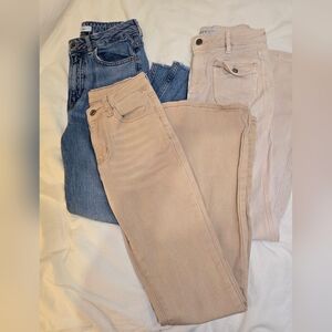 Stylish Women's Blue and Beige Jeans